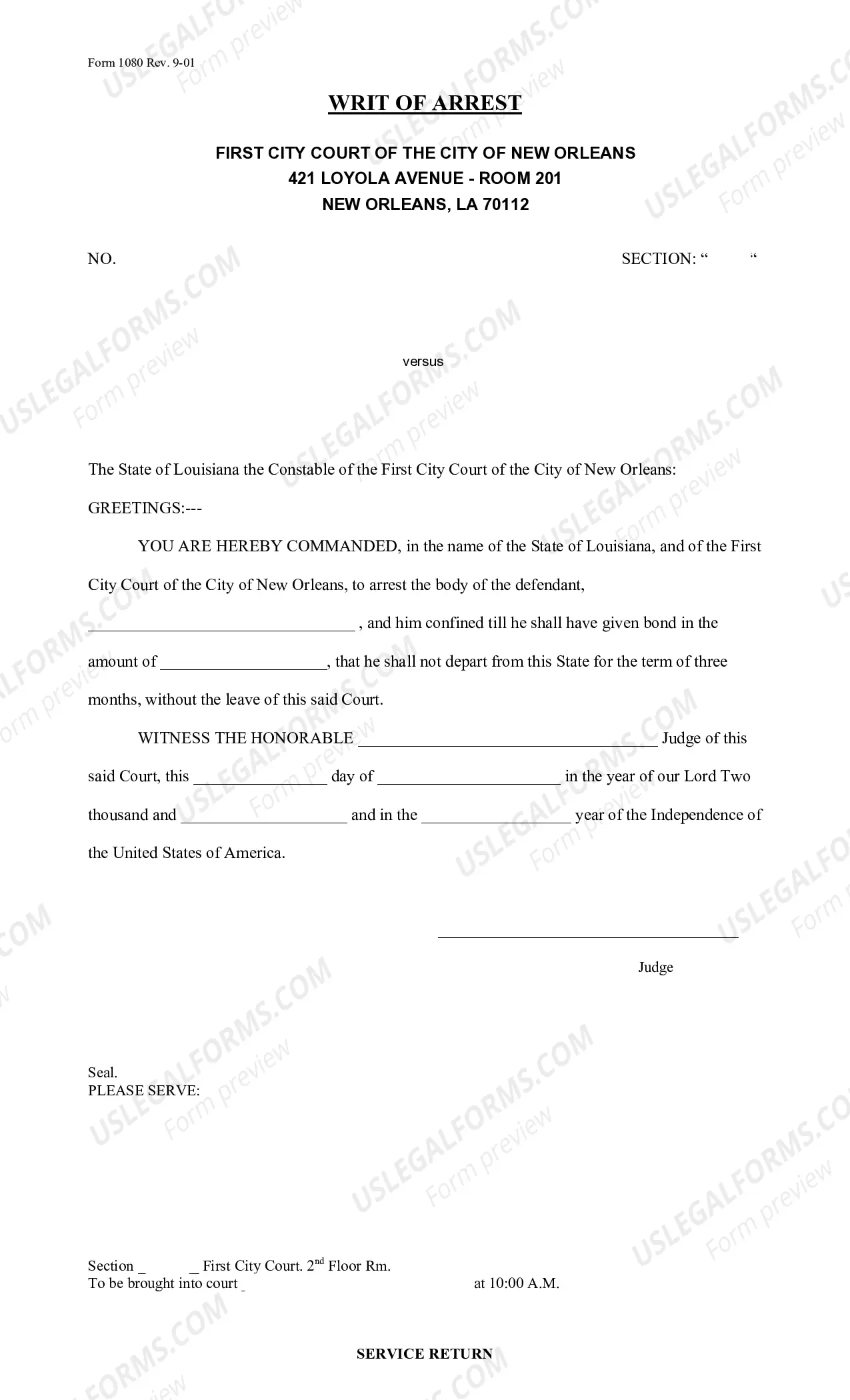 Preview Writ of Arrest