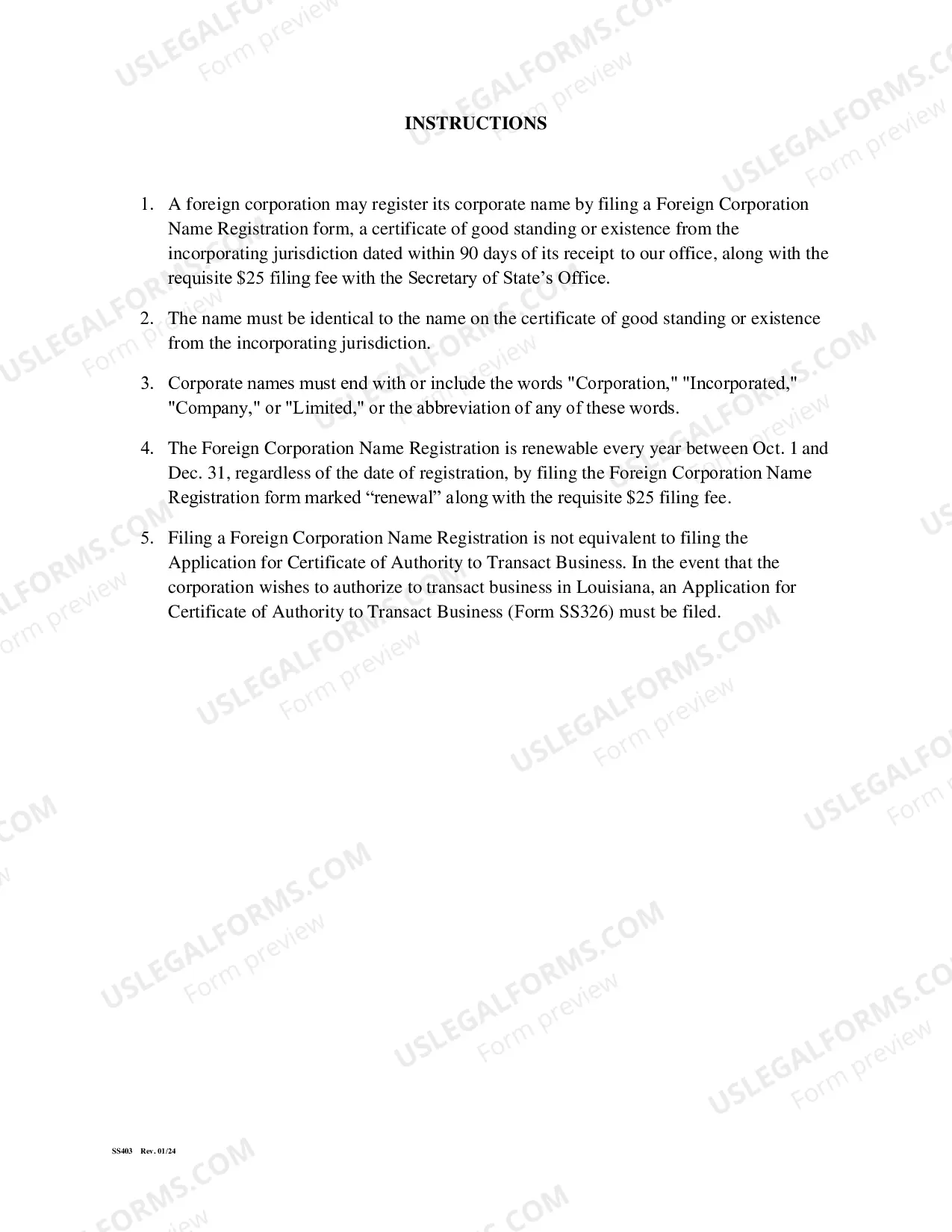 Preview Foreign Name Registration