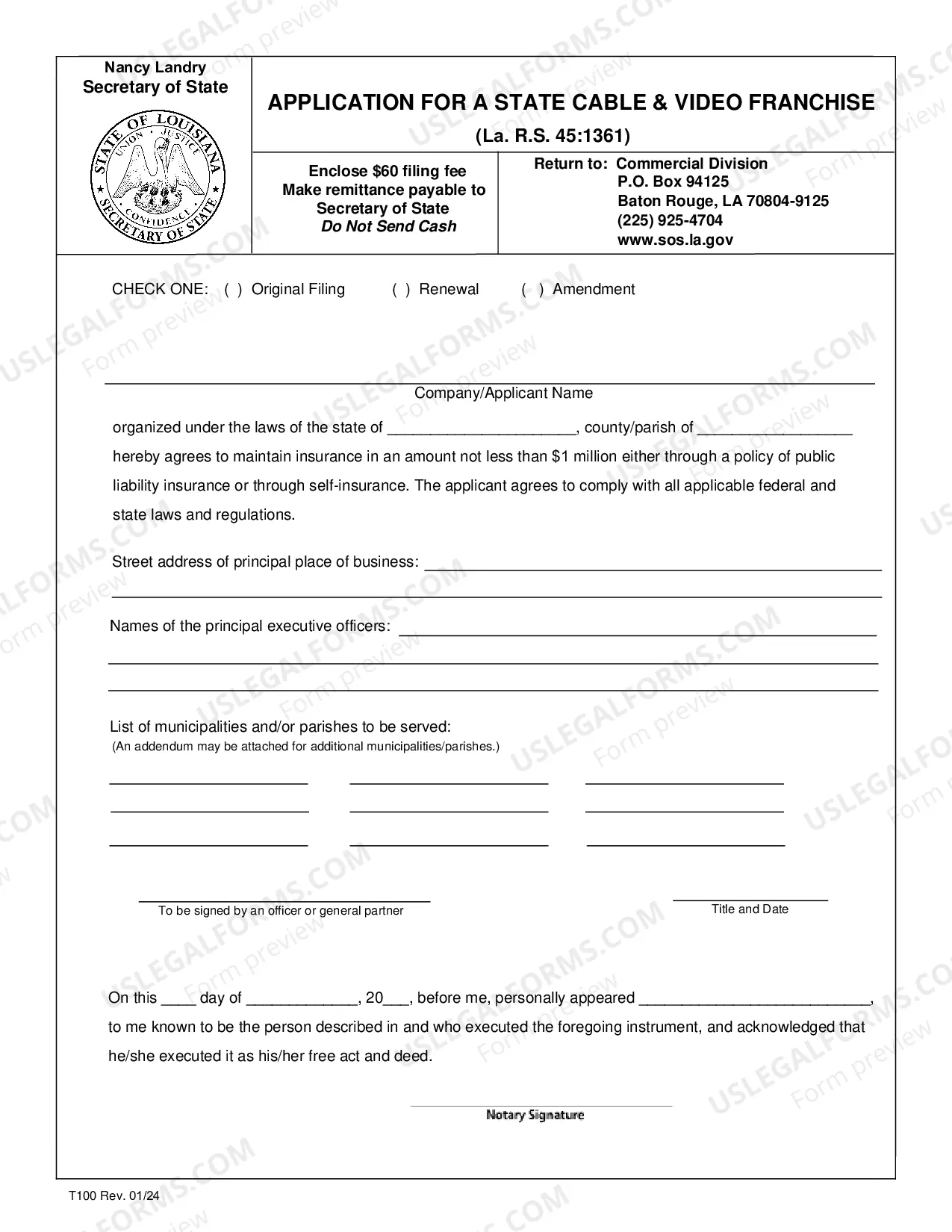 Preview Application for a State Cable & Video Franchise