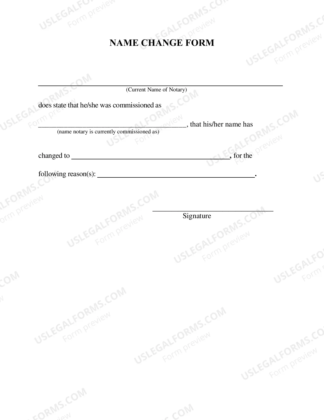 Preview Notary Name Change