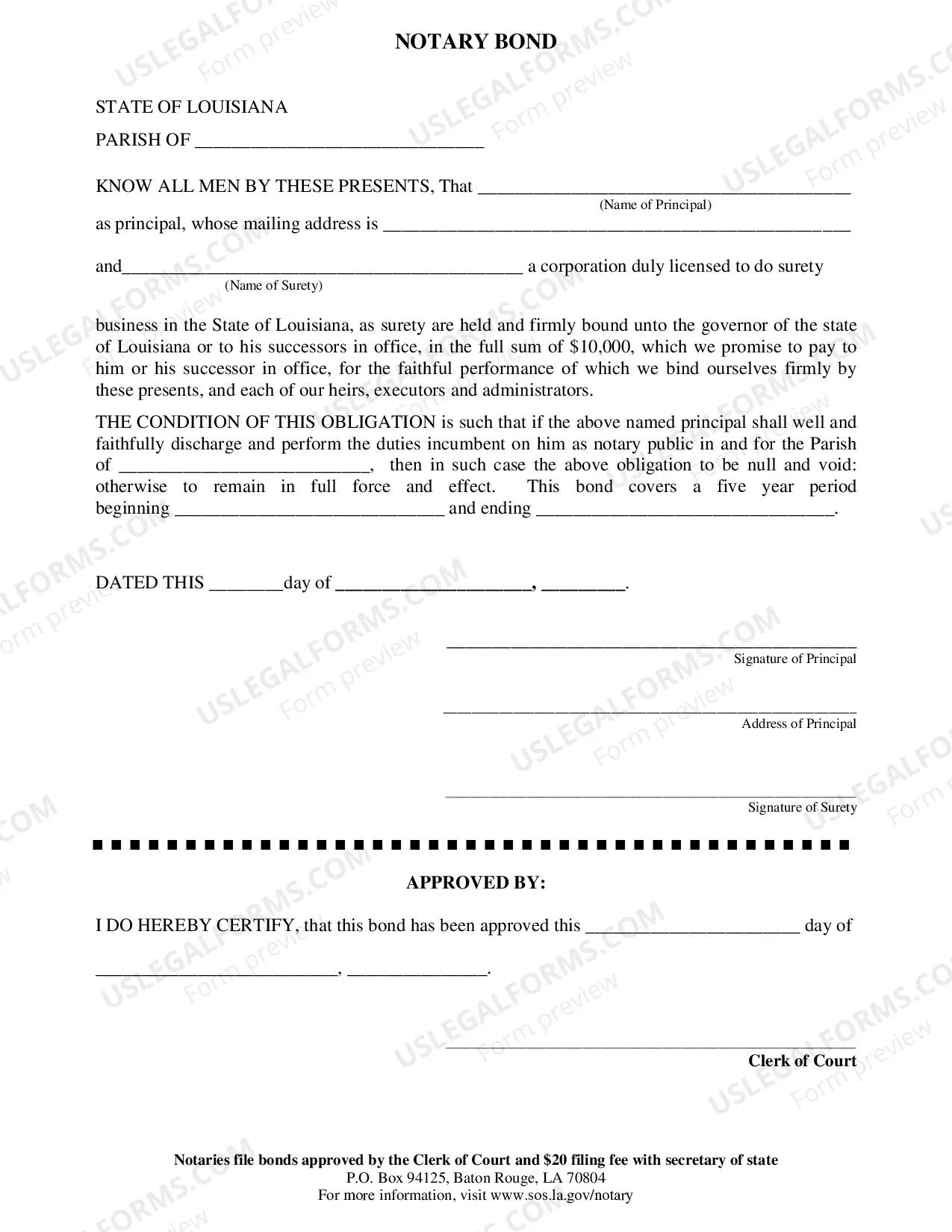 Preview Notary Surety Bond