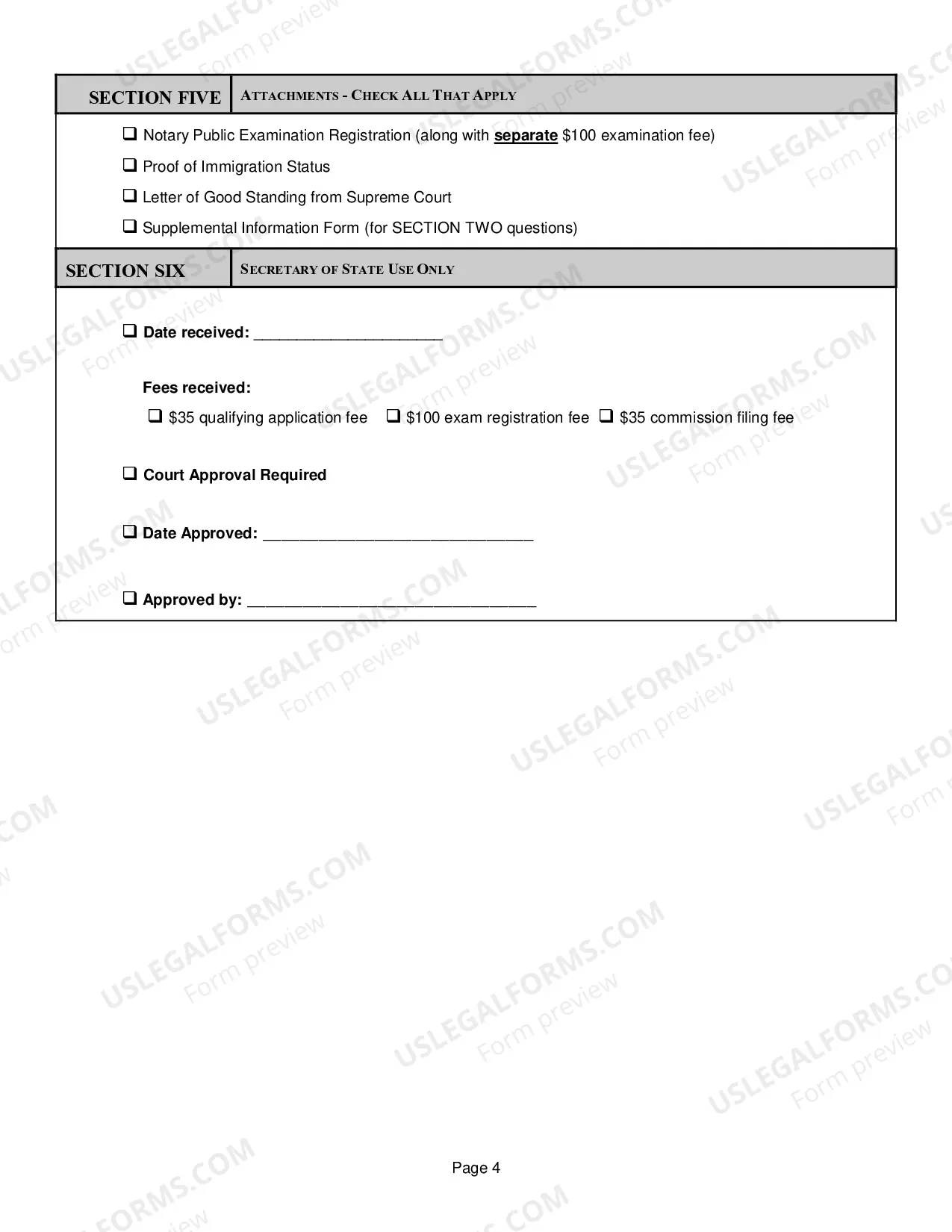 Preview Application to Qualify for Appointment as Notary Public
