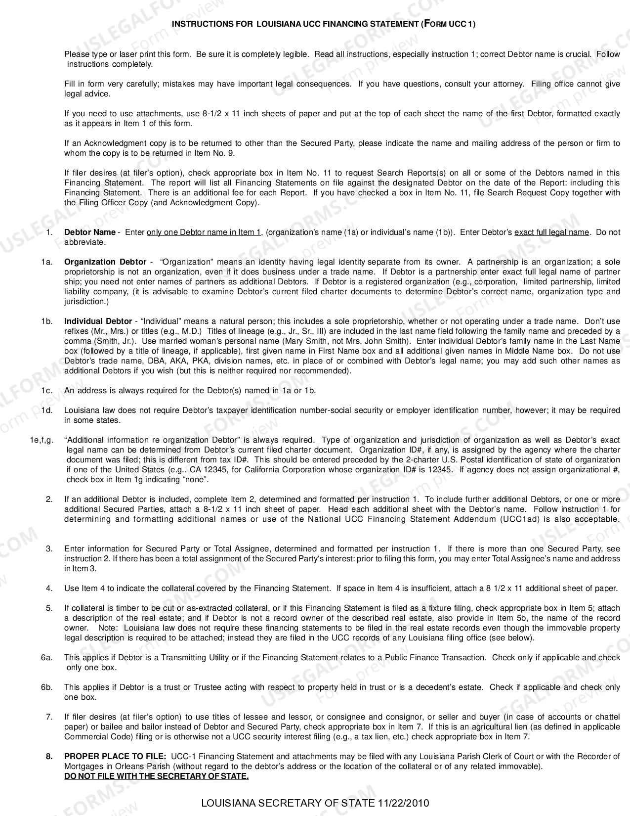 Preview UCC Financing Statement