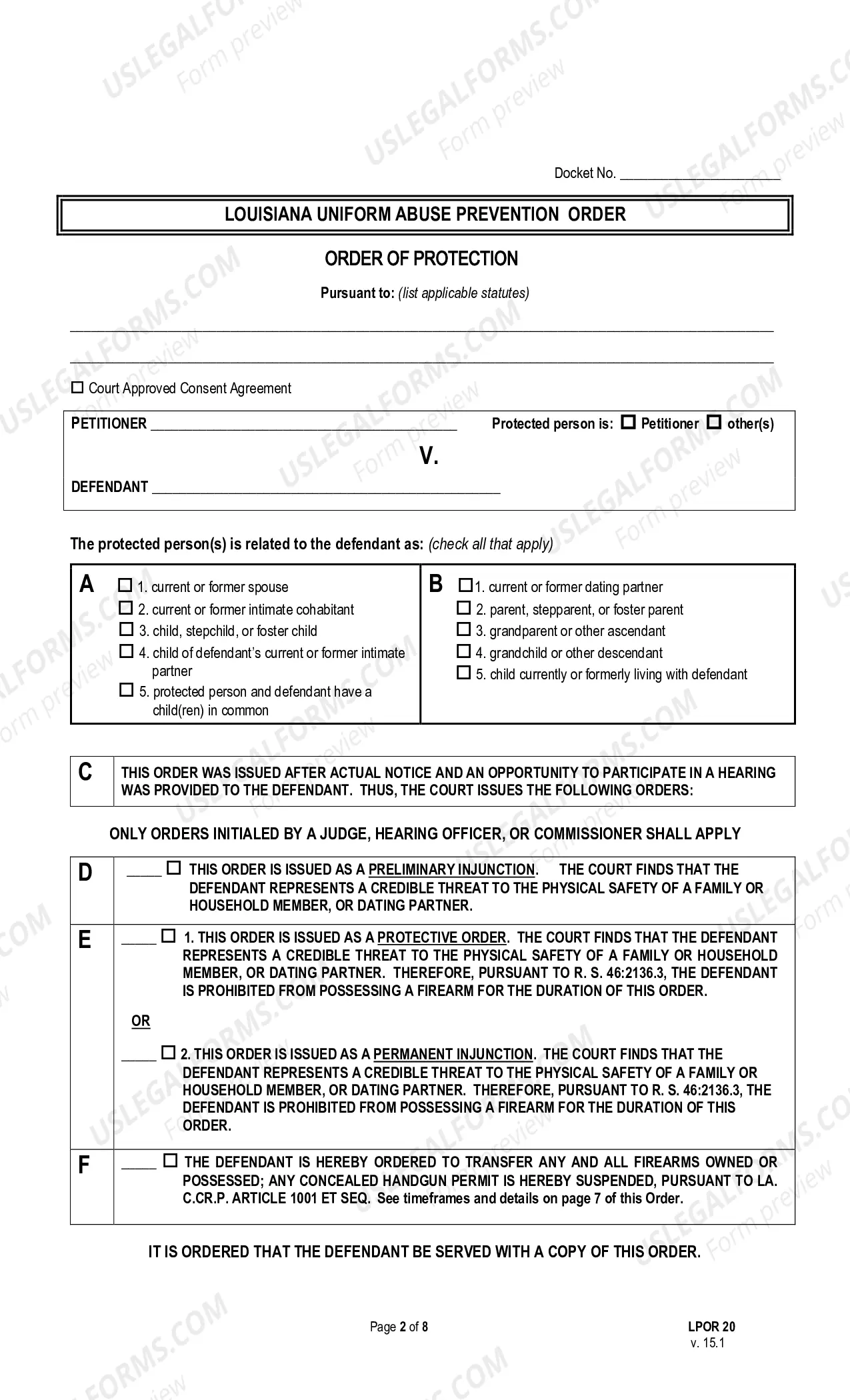 Preview Order of Protection