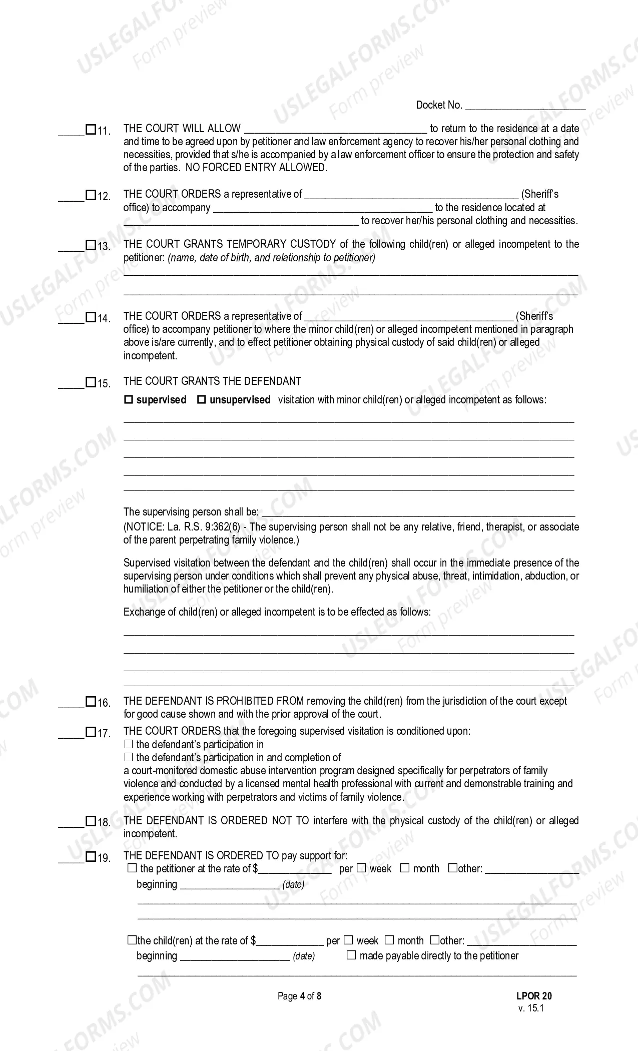 Preview Order of Protection