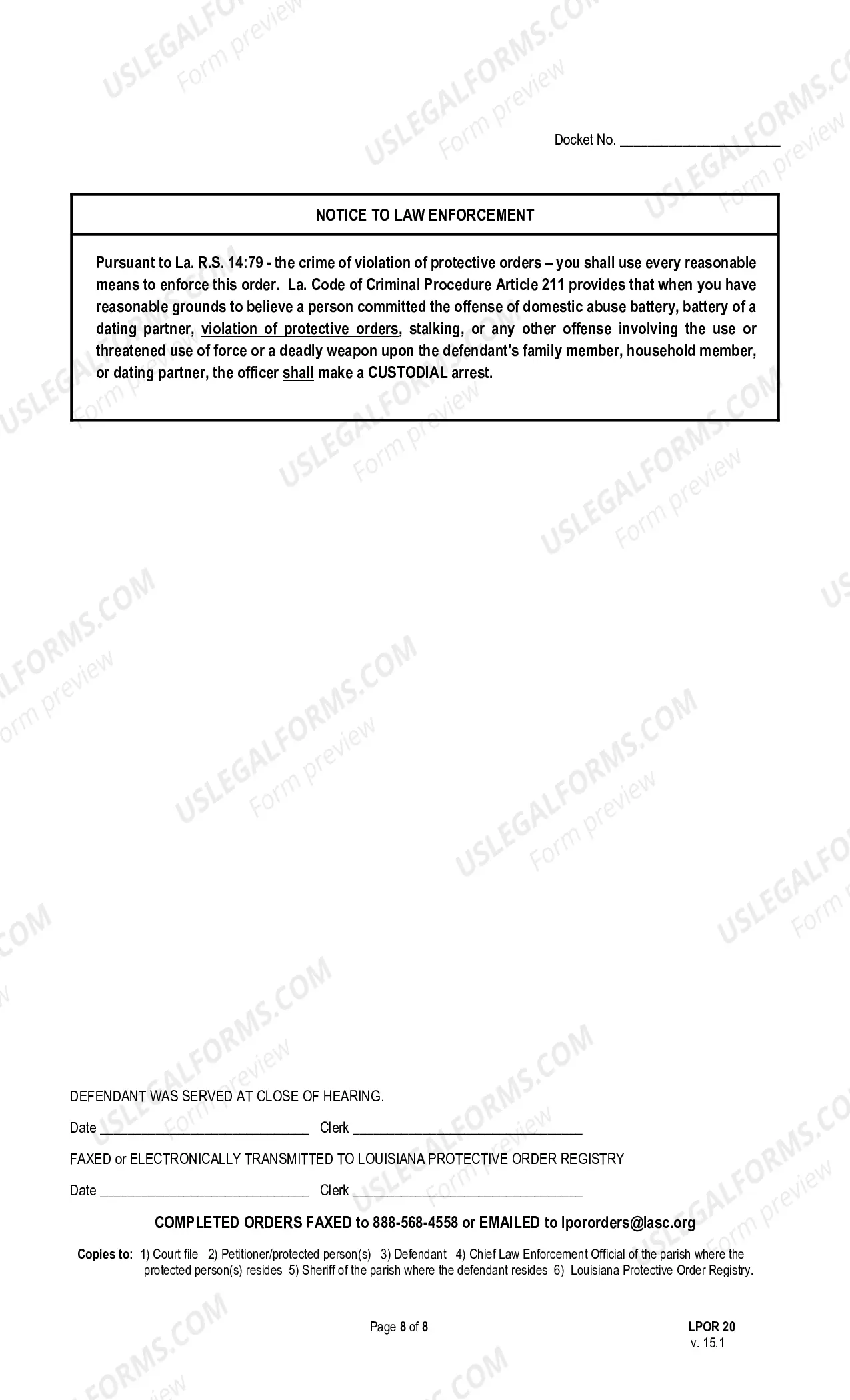 Preview Order of Protection