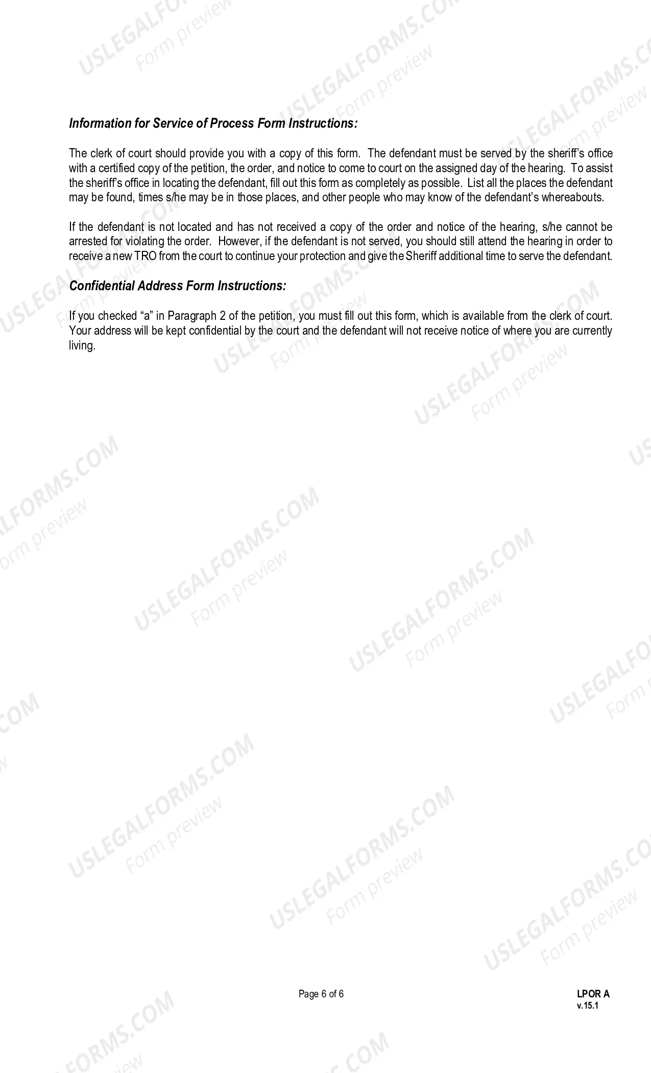 Preview Instructions for Completing the Petition for Protection From Domestic Abuse or Dating Violence