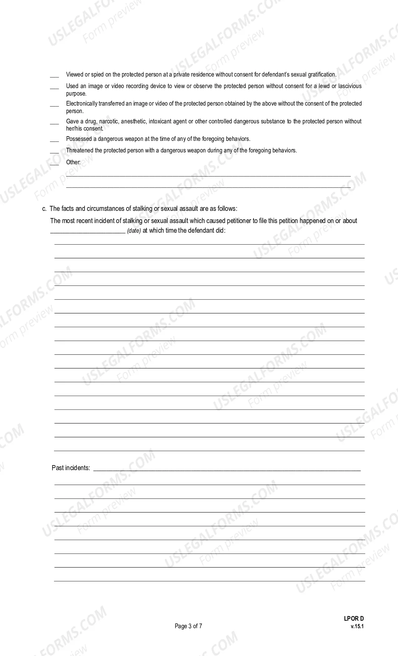 Preview Petition for Protection From Stalking or Sexual Assault (pursuant to La. R.S. 46:2171 et seq. or La. R.S. 46:2181 et seq.)