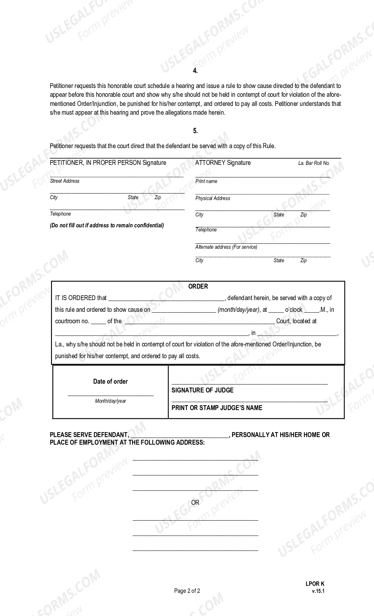 Preview Rule to Show Cause Why Defendant Should Not Be Held in Contempt of Court