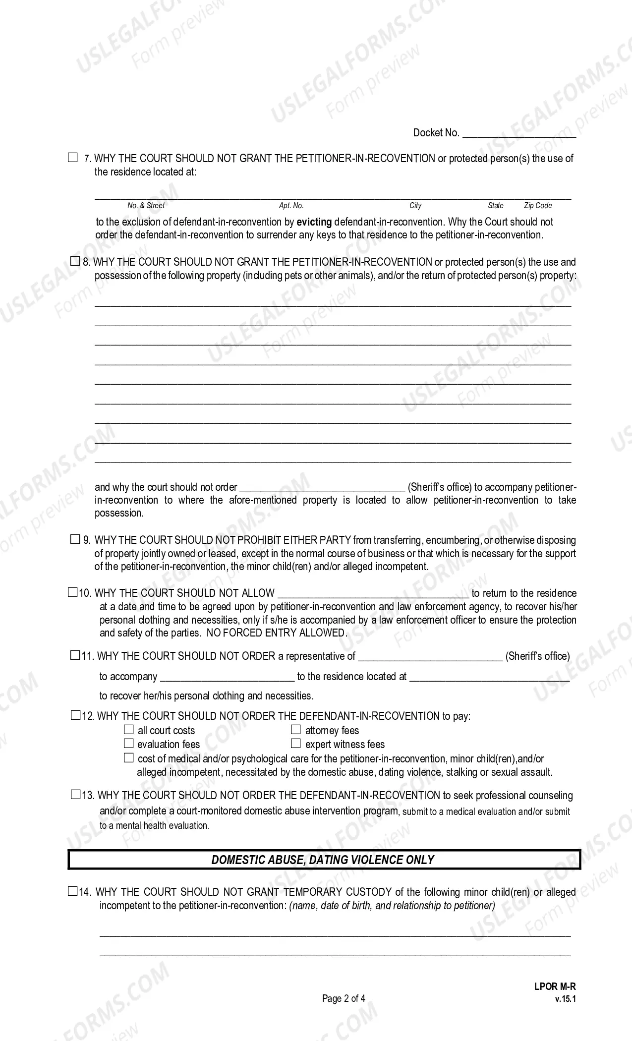 Preview Rule to Show Cause Why Protective Order Should Not Issue, In Reconvention