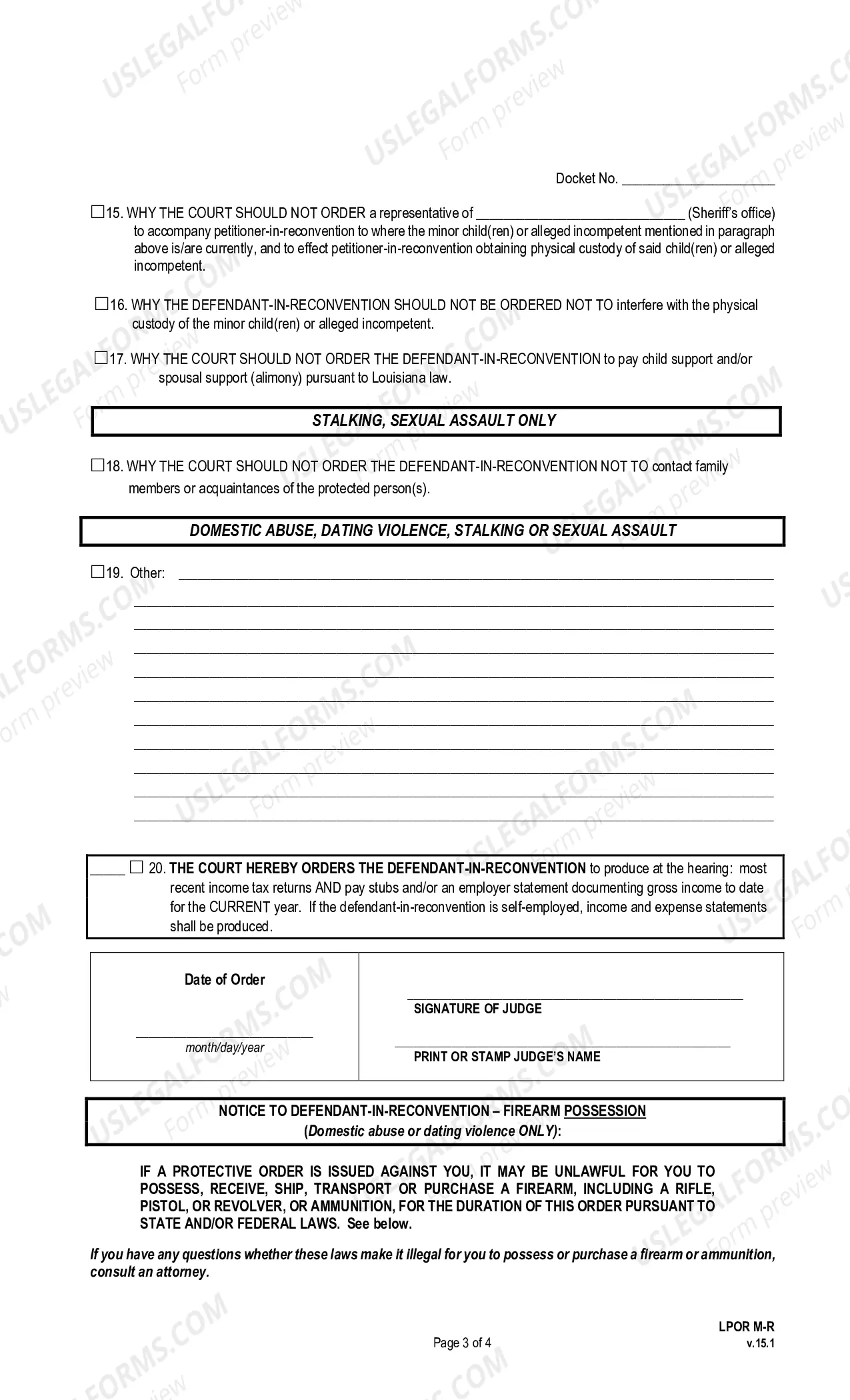 Preview Rule to Show Cause Why Protective Order Should Not Issue, In Reconvention