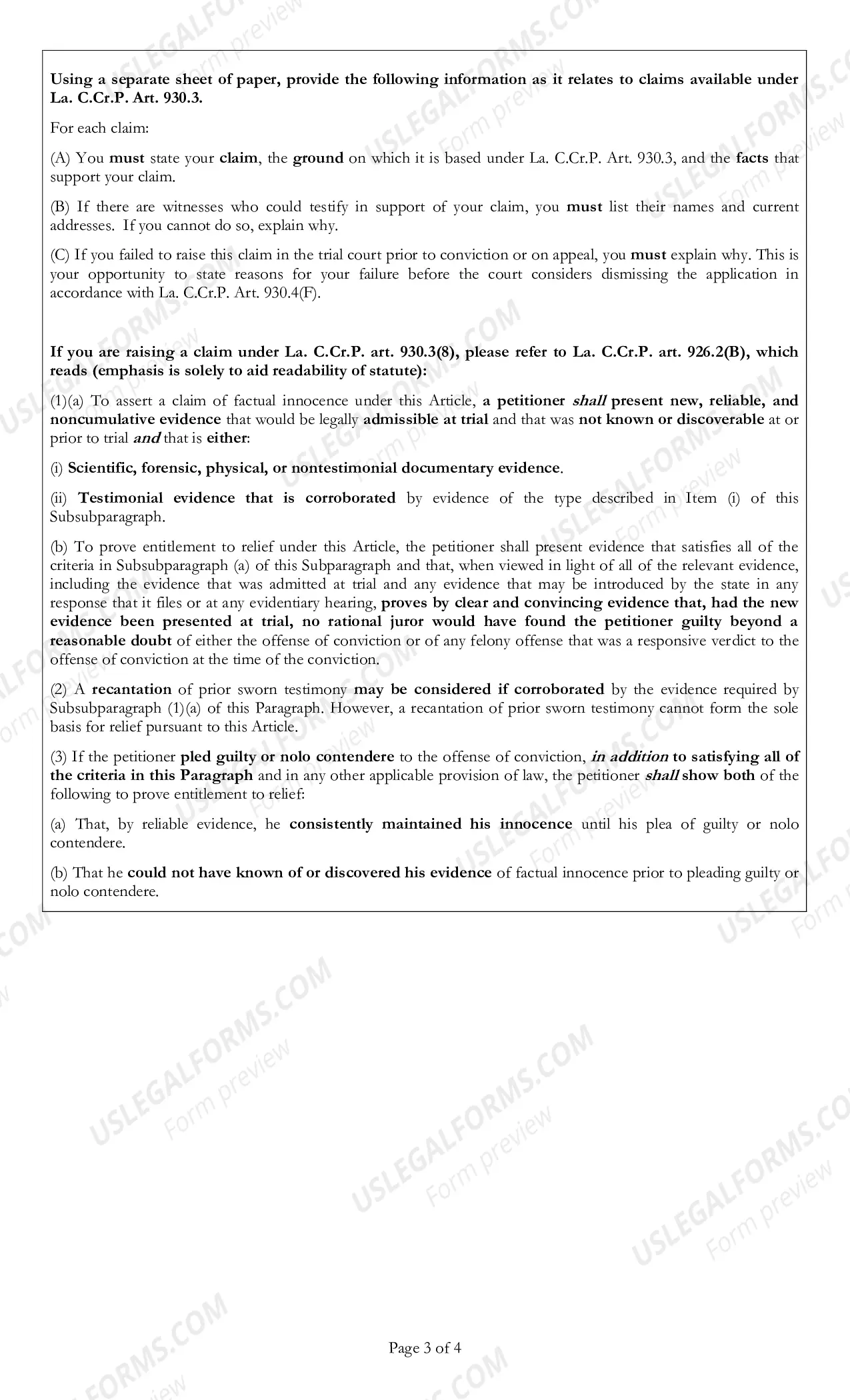 Preview Appendix A UNIFORM APPLICATION FOR POST-CONVICTION RELIEF
