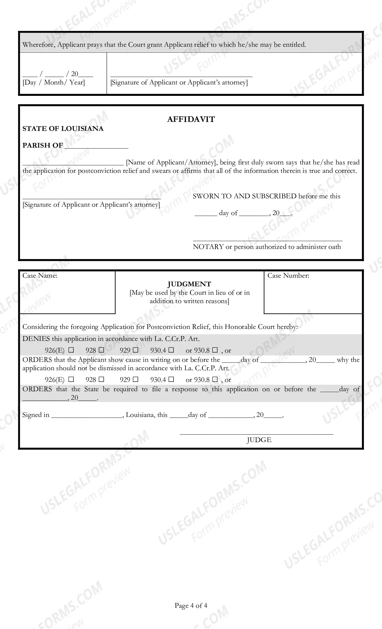 Preview Appendix A UNIFORM APPLICATION FOR POST-CONVICTION RELIEF