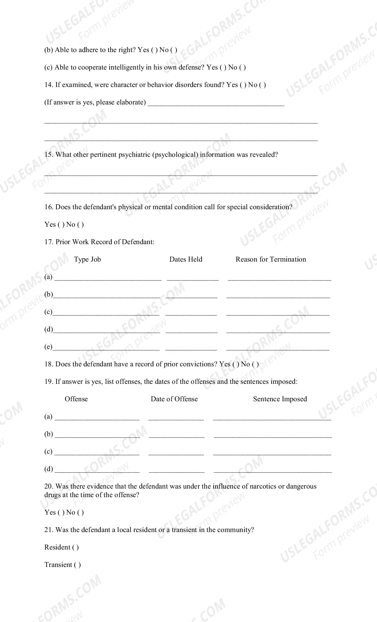 Preview Appendix B UNIFORM CAPITAL SENTENCE REPORT