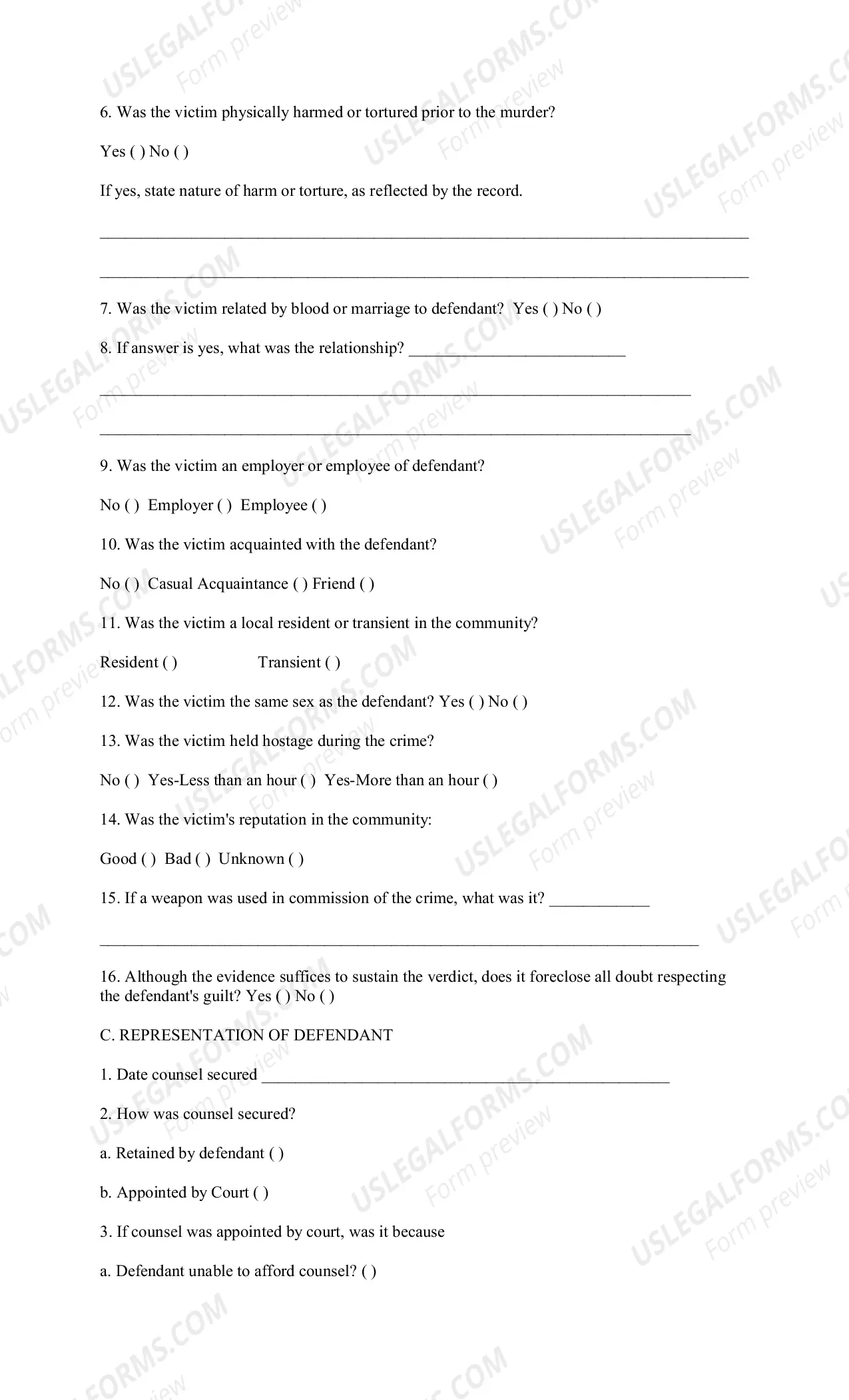 Preview Appendix B UNIFORM CAPITAL SENTENCE REPORT
