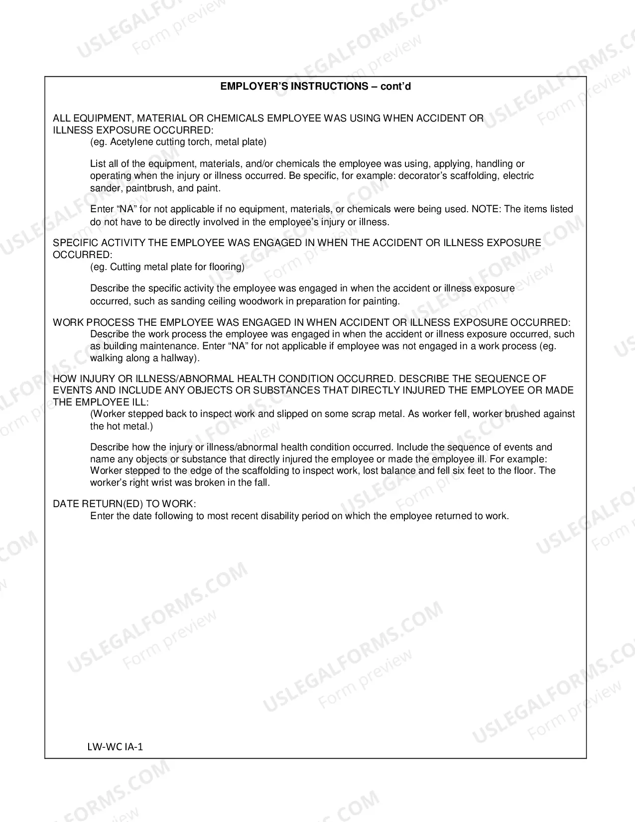 Preview Employer Report of Injury Or Illness