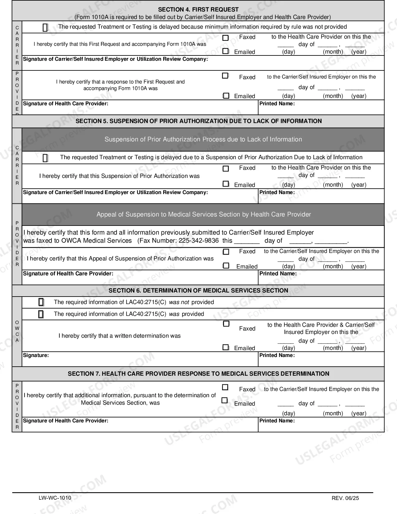 Preview Request of Authorization Carrier Or Self Insured Employer Response