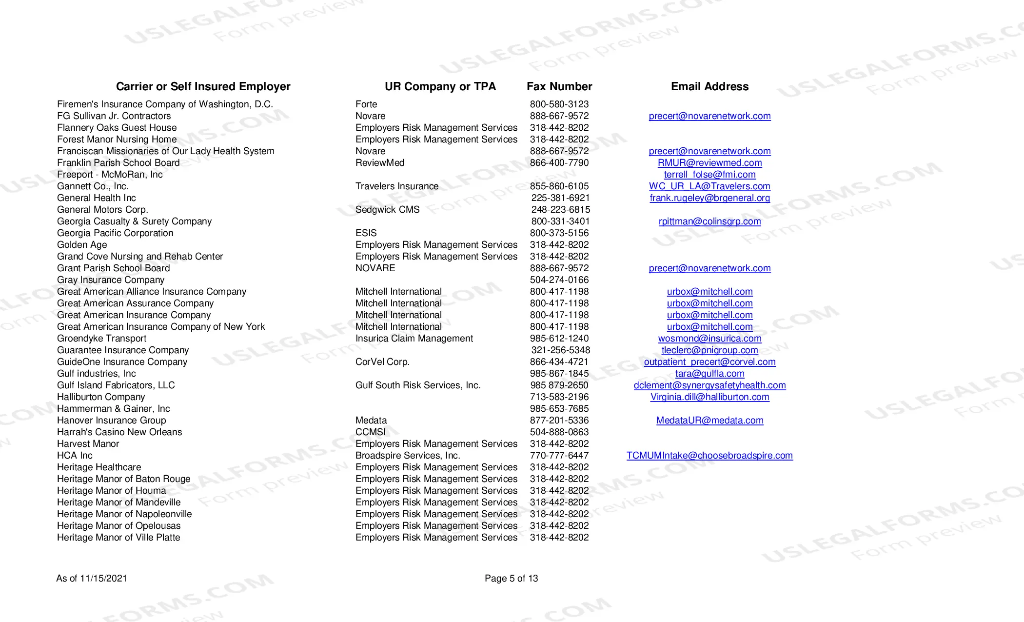 Preview Utilization Review Contacts New