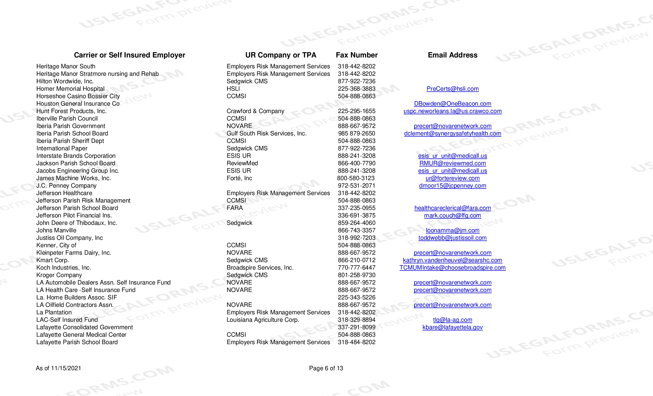 Preview Utilization Review Contacts New