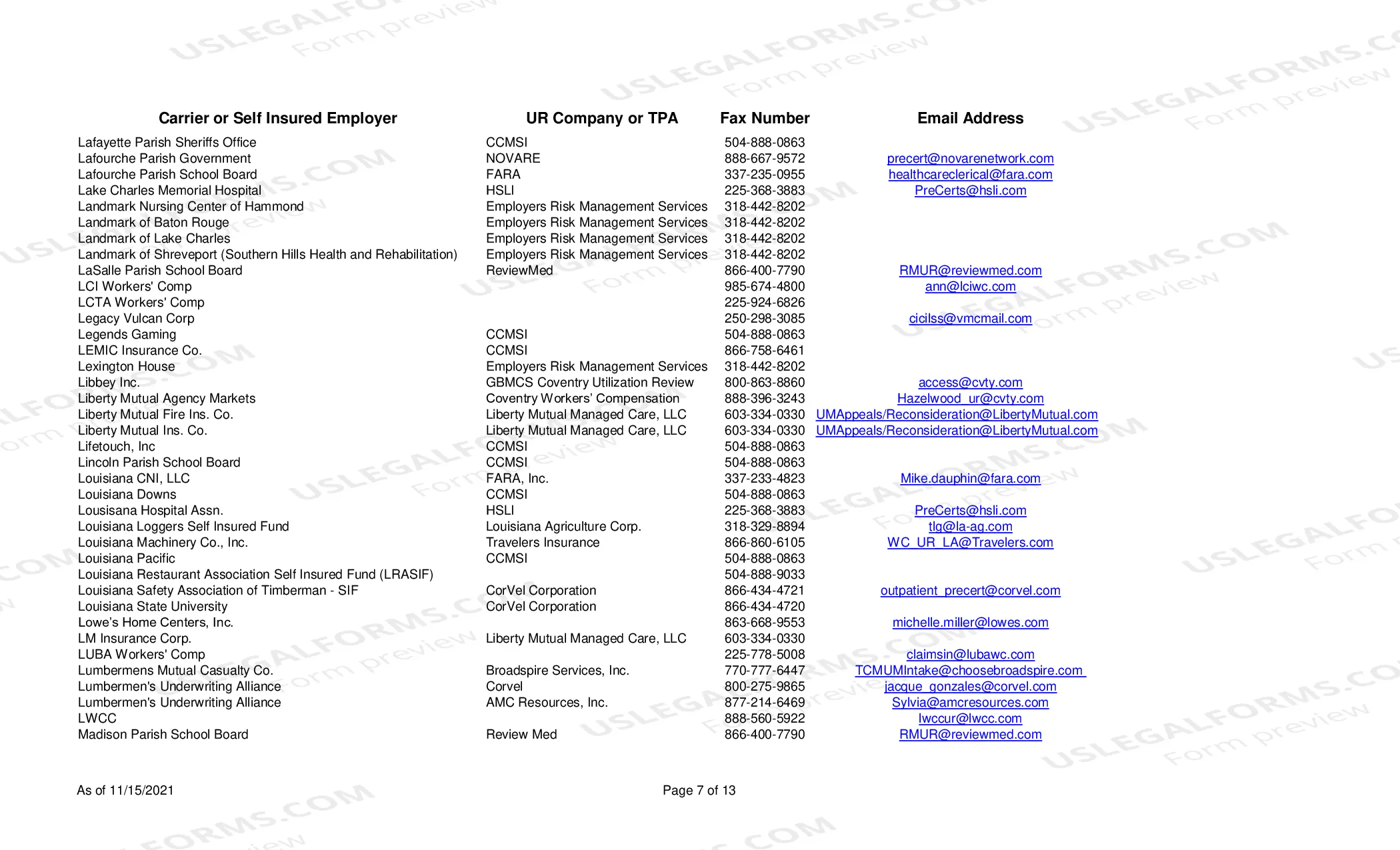 Preview Utilization Review Contacts New