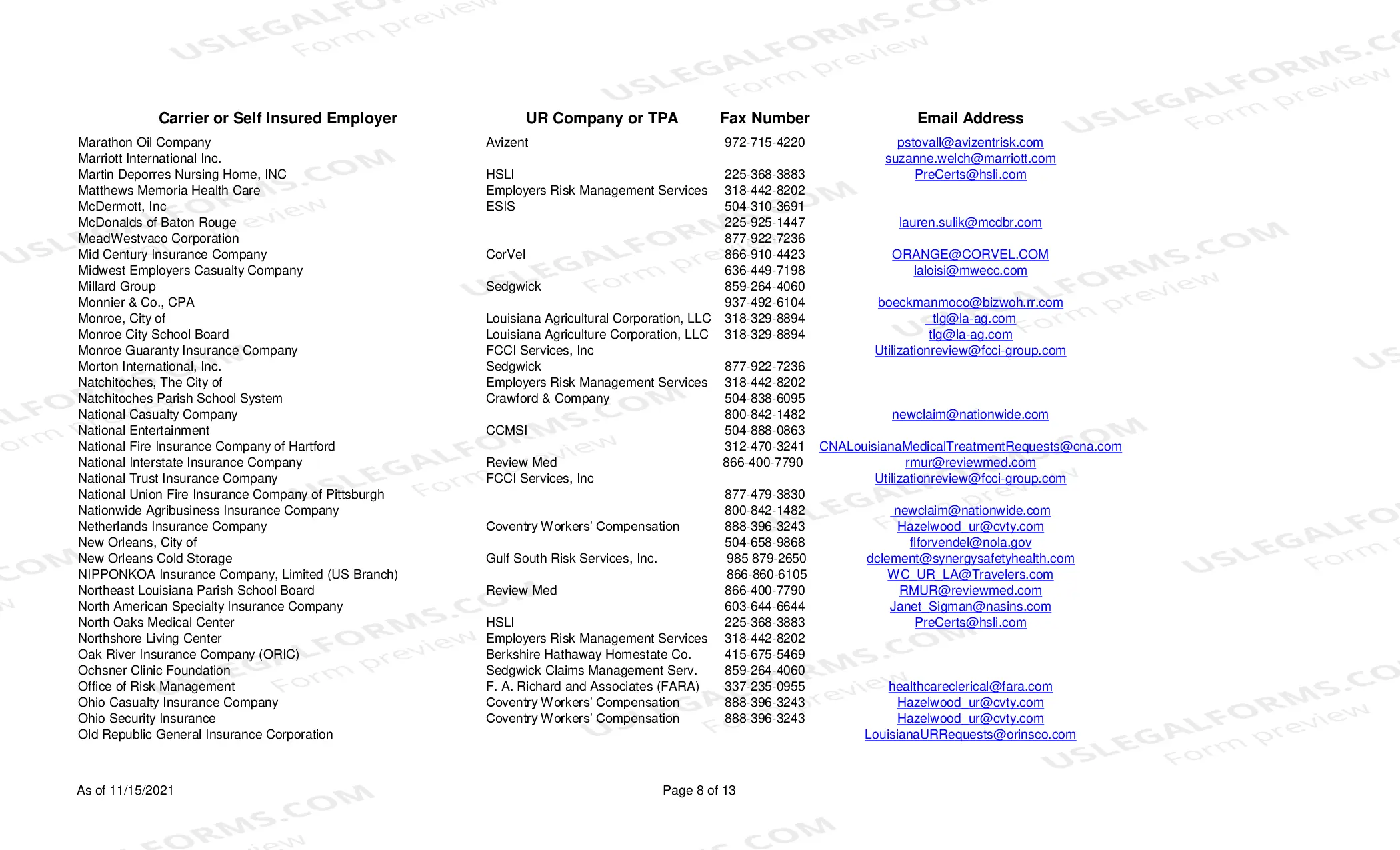 Preview Utilization Review Contacts New
