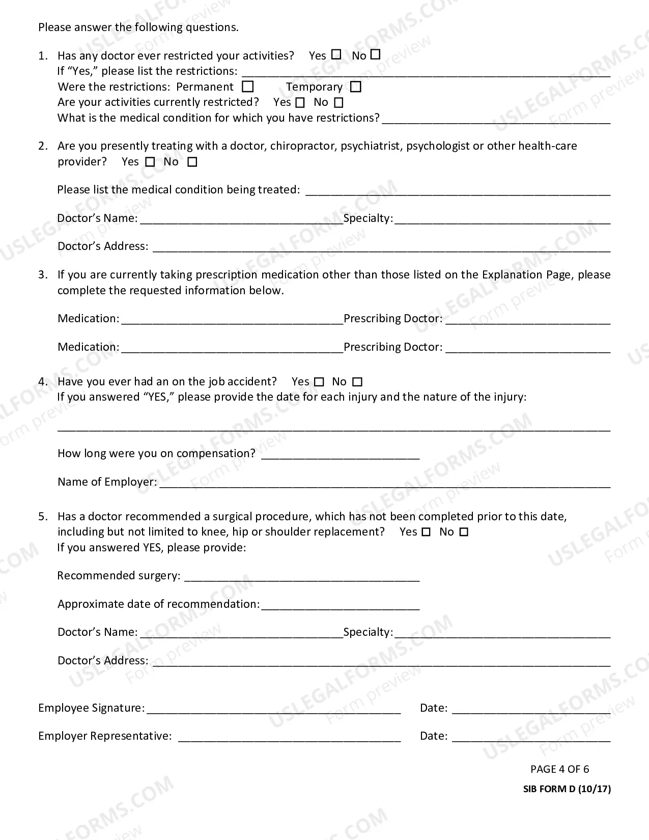 Preview Second Injury Board Knowledge Questionaire
