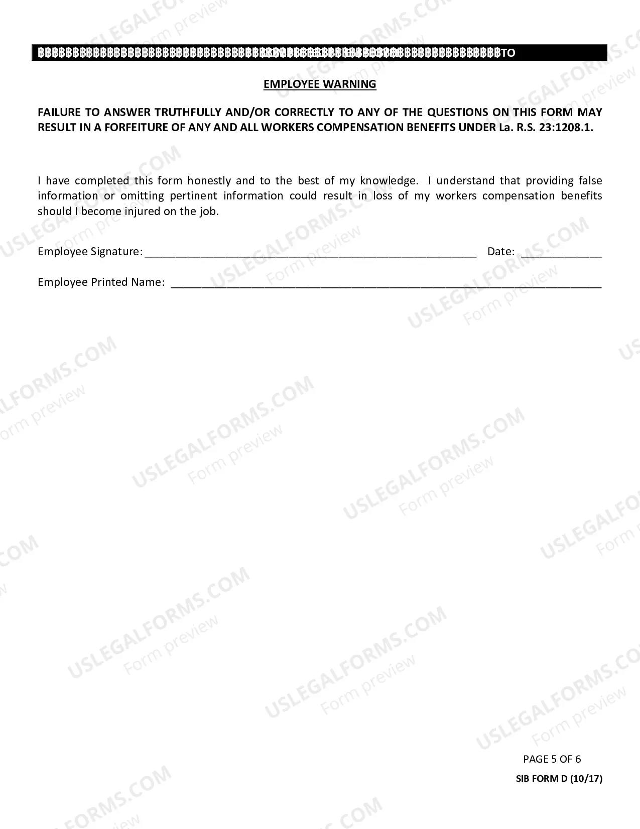 Preview Second Injury Board Knowledge Questionaire