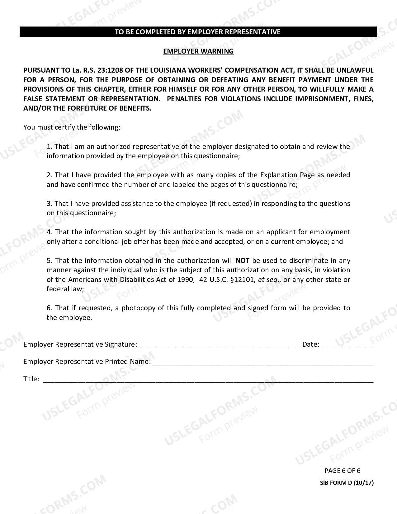 Preview Second Injury Board Knowledge Questionaire