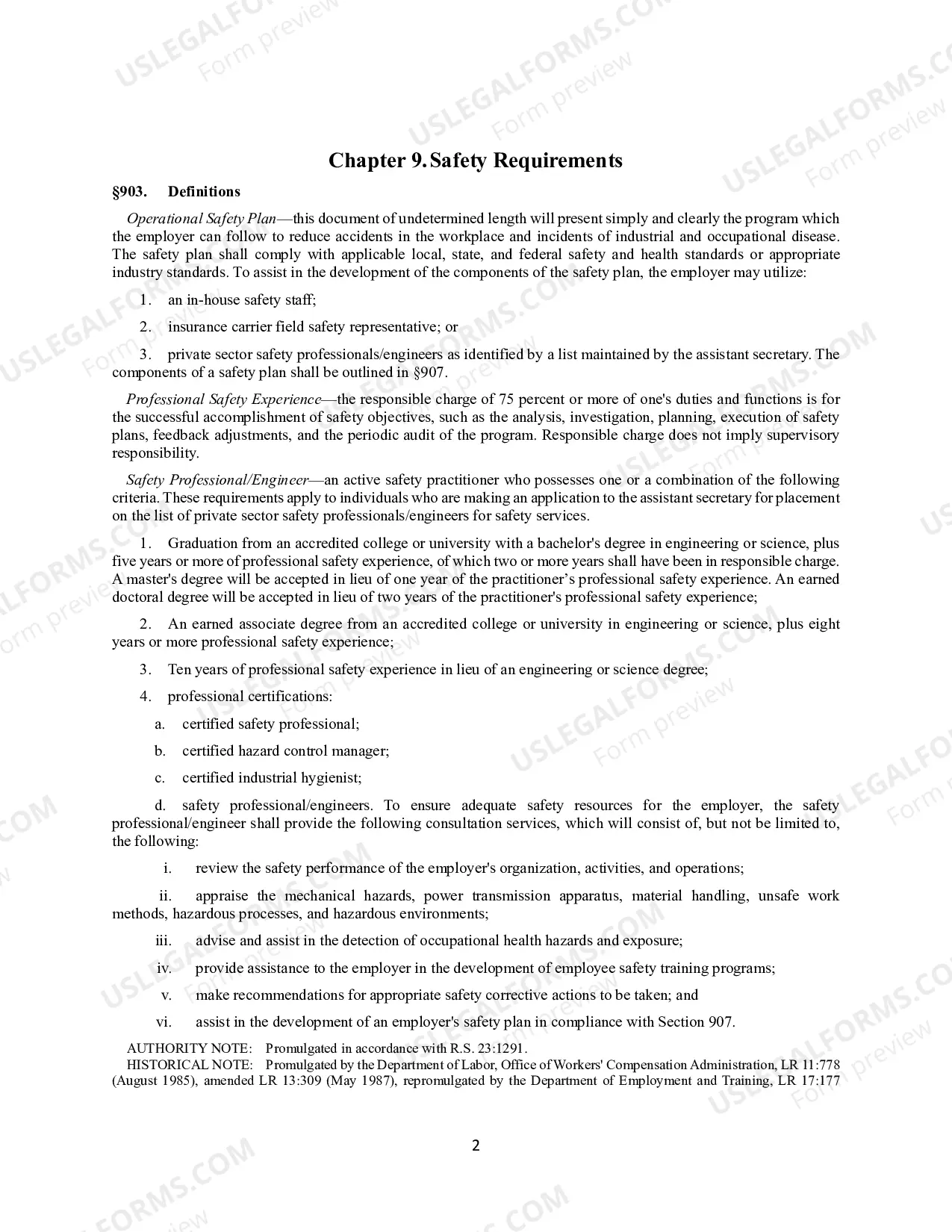 Preview Safety Requirements