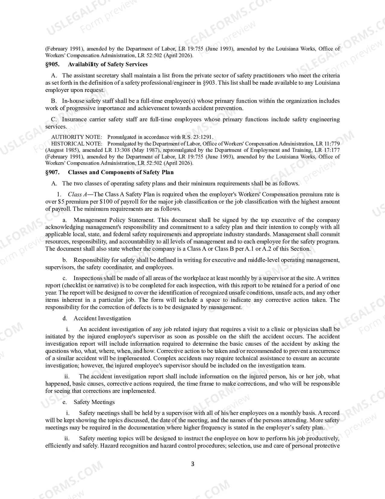 Preview Safety Requirements