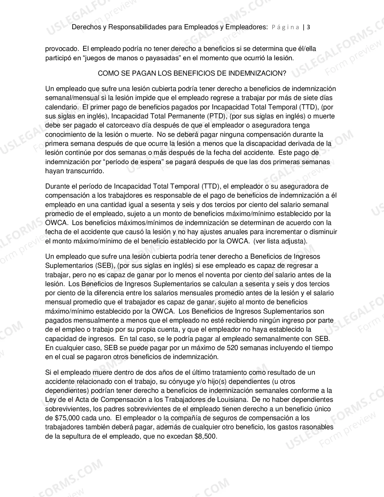 Preview Derechos y Responsabilidades Para Los Empleados y Los Empleadores en La Compensacion a Los Trabajadores New