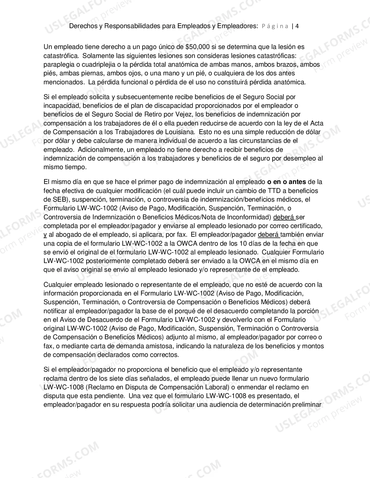 Preview Derechos y Responsabilidades Para Los Empleados y Los Empleadores en La Compensacion a Los Trabajadores New