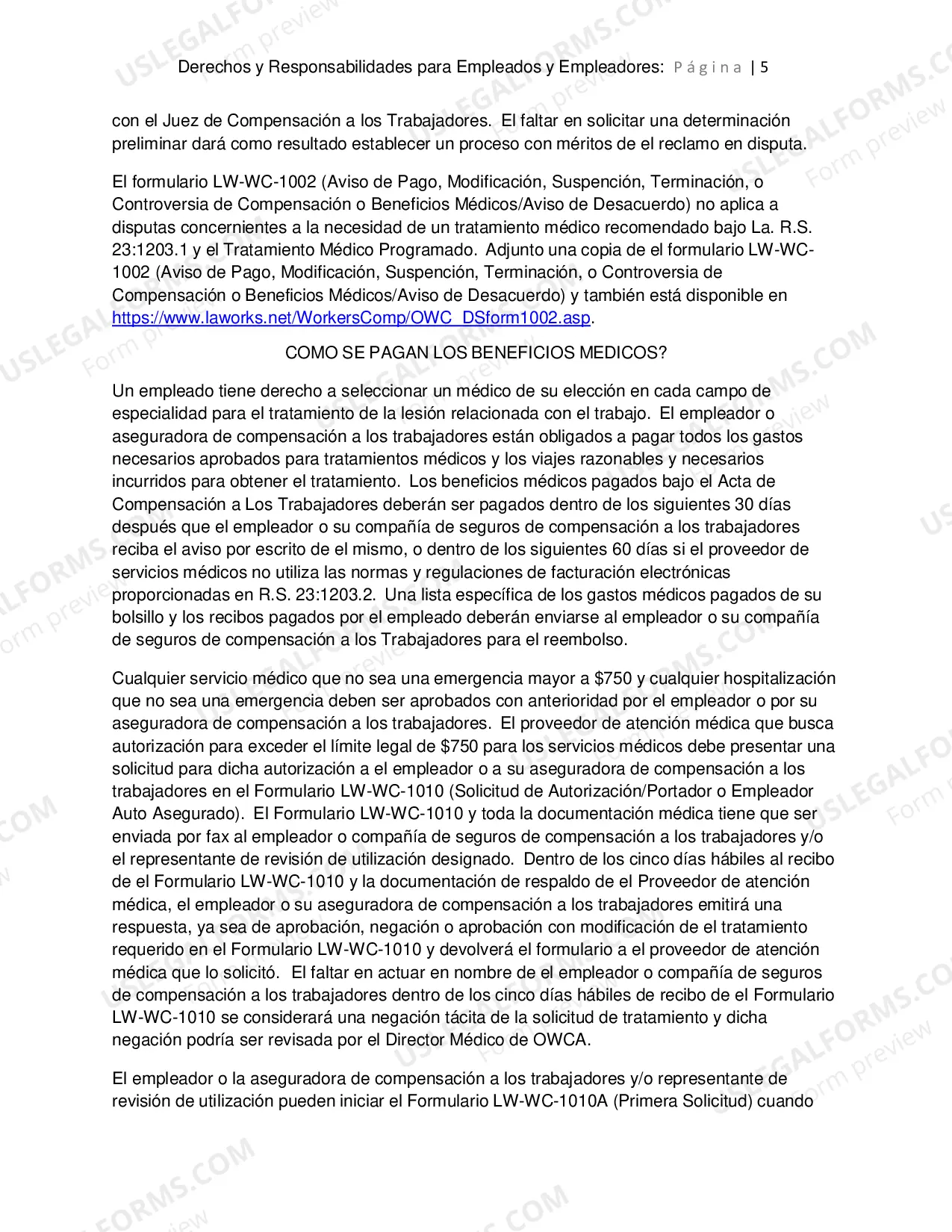 Preview Derechos y Responsabilidades Para Los Empleados y Los Empleadores en La Compensacion a Los Trabajadores New