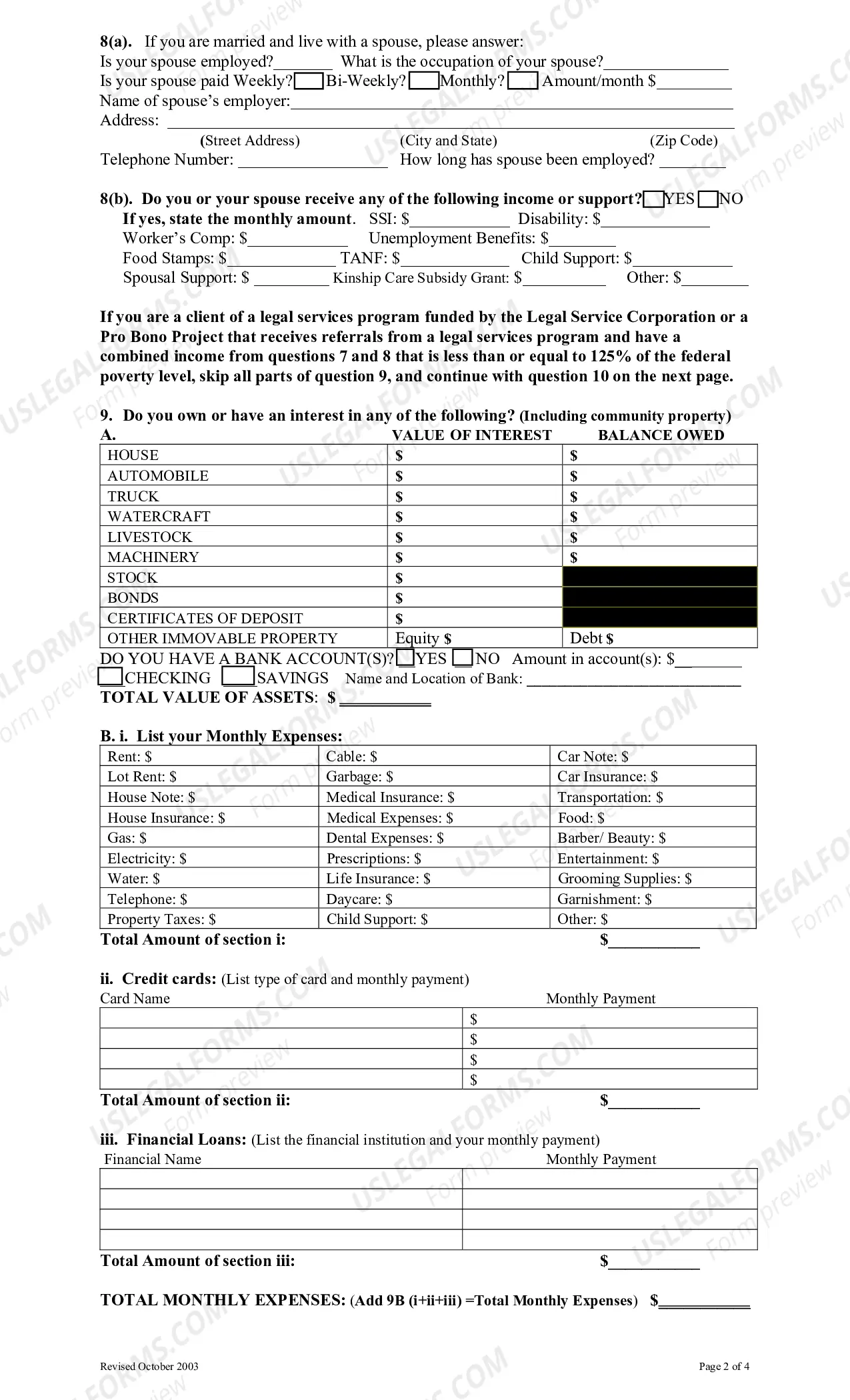 Preview In Forma Pauperis (Pauper Application)