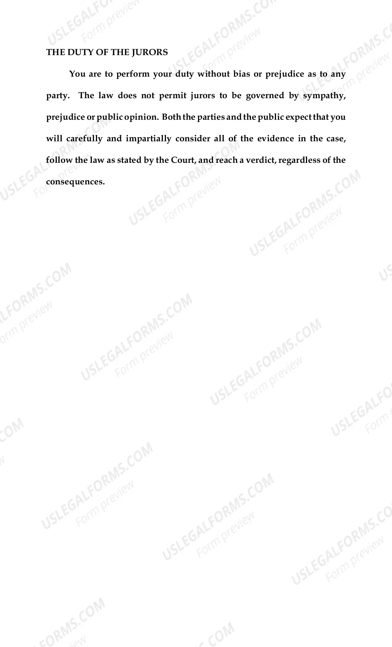 Preview Instructions for Jurors (Division "O" civilcases ONLY)