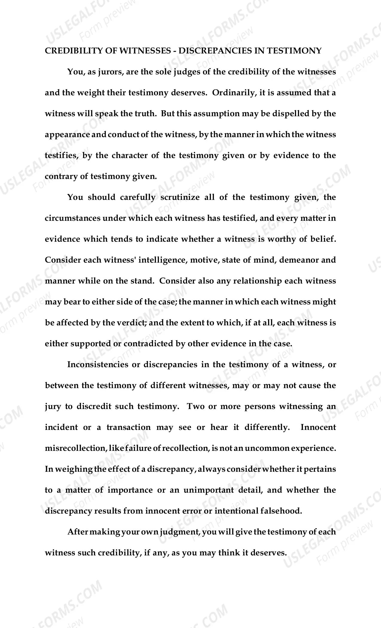 Preview Instructions for Jurors (Division "O" civilcases ONLY)