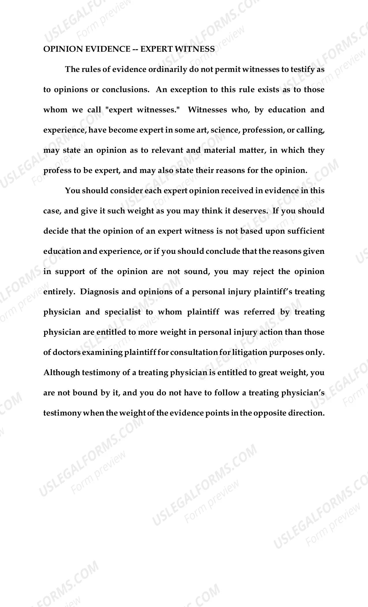 Preview Instructions for Jurors (Division "O" civilcases ONLY)