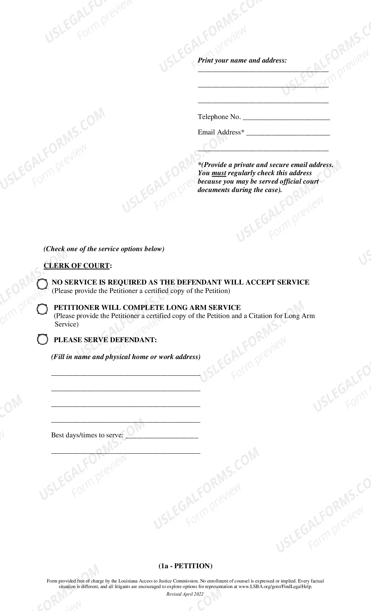Preview Affidavit for 103 Divorce (no children)