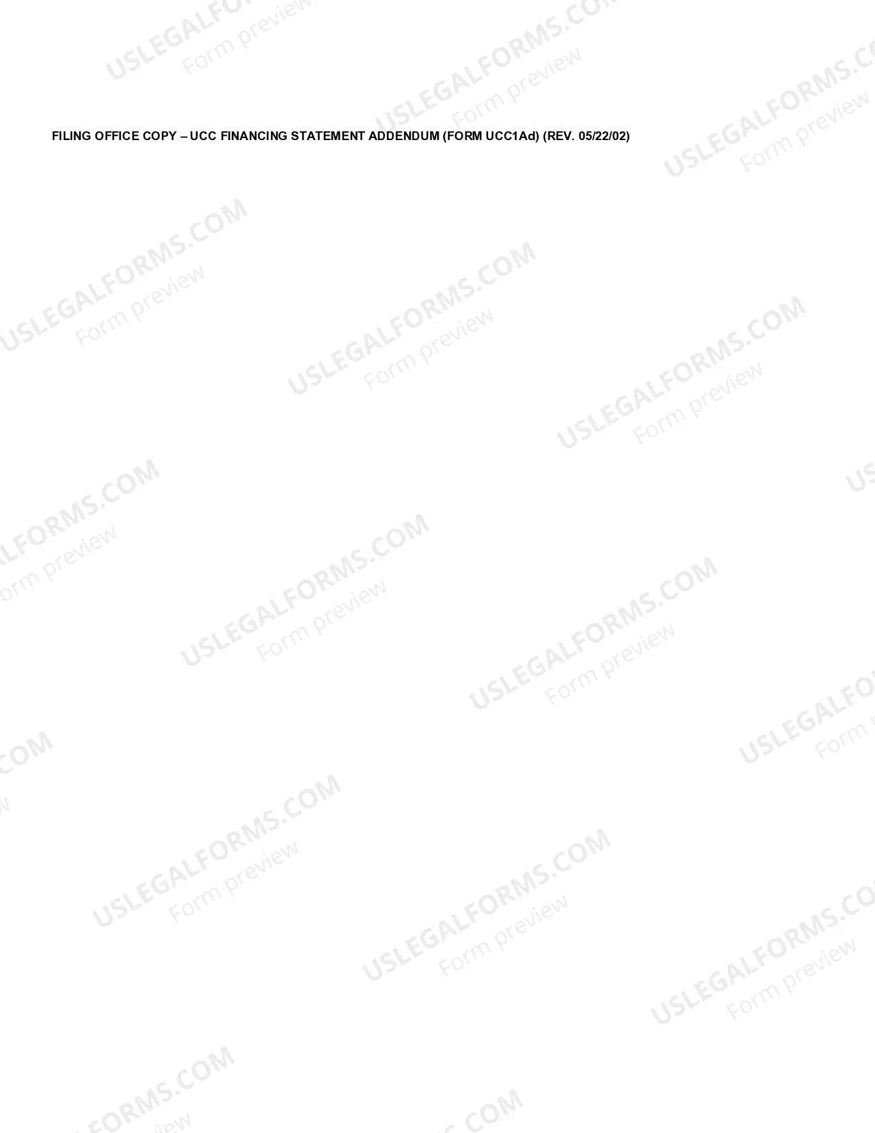 Preview Louisiana UCC1 Financing Statement Addendum