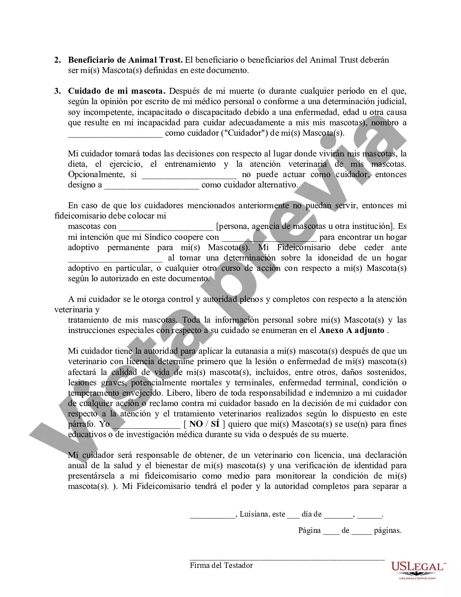 Preview Codicilo al formulario de testamento para enmendar su testamento - Testamentary Pet Trust