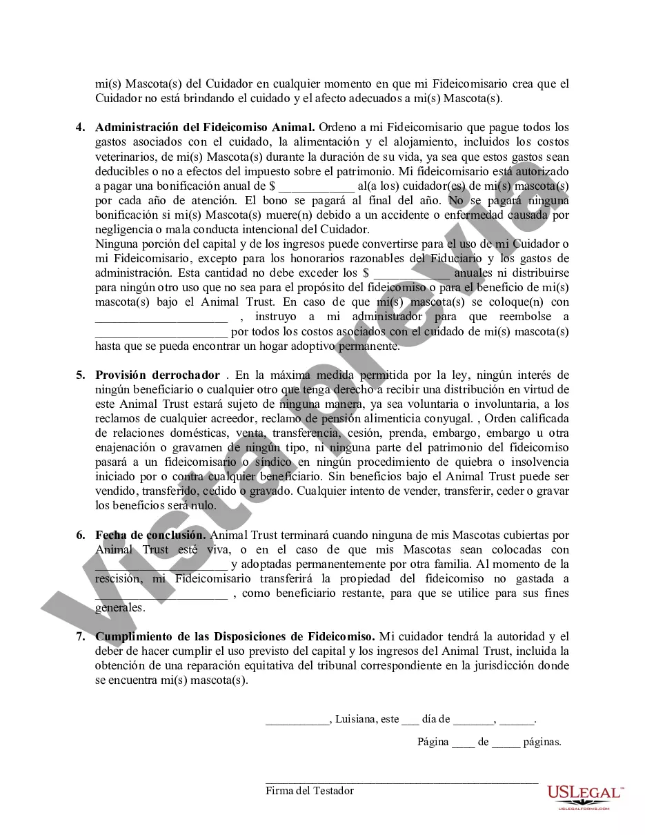 Preview Codicilo al formulario de testamento para enmendar su testamento - Testamentary Pet Trust