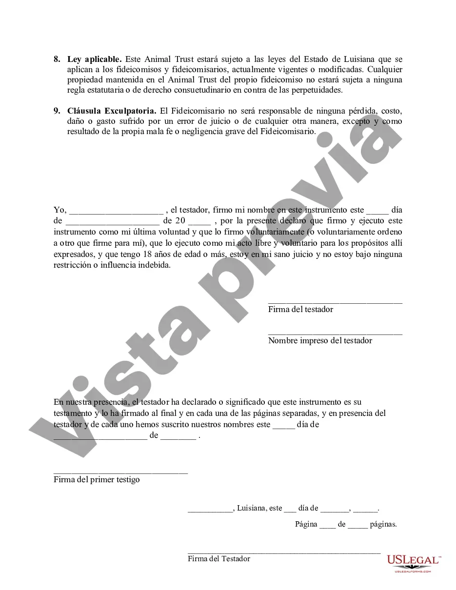 Preview Codicilo al formulario de testamento para enmendar su testamento - Testamentary Pet Trust