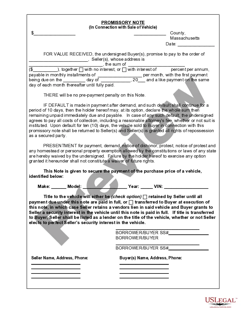 Get Bill of Sale for Automobile or Vehicle including Odometer Statement and Promissory Note Preview Bill of Sale for Automobile or Vehicle including Odometer Statement and Promissory Note