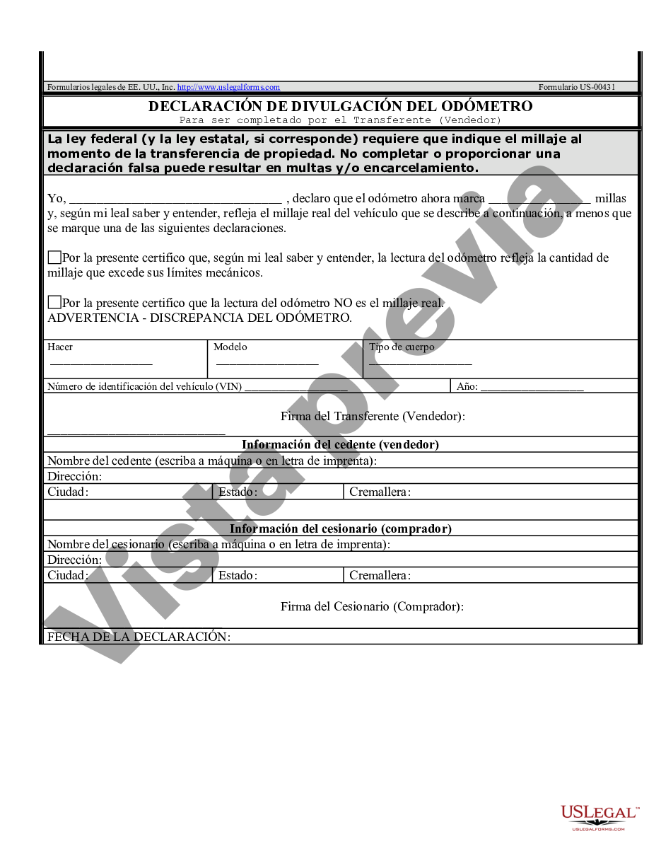 Massachusetts Odometer Disclosure Statement Form US Legal Forms