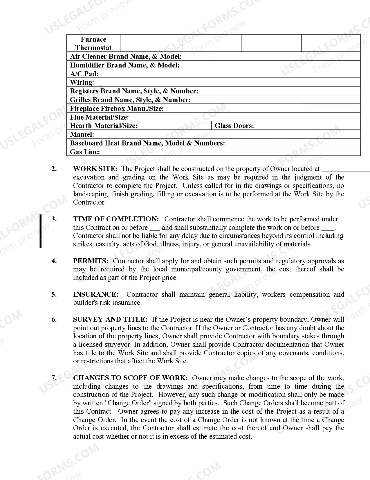 Preview HVAC Contract for Contractor
