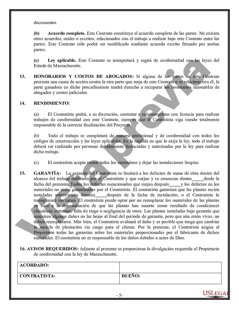 Preview Contrato de paisajismo para contratista