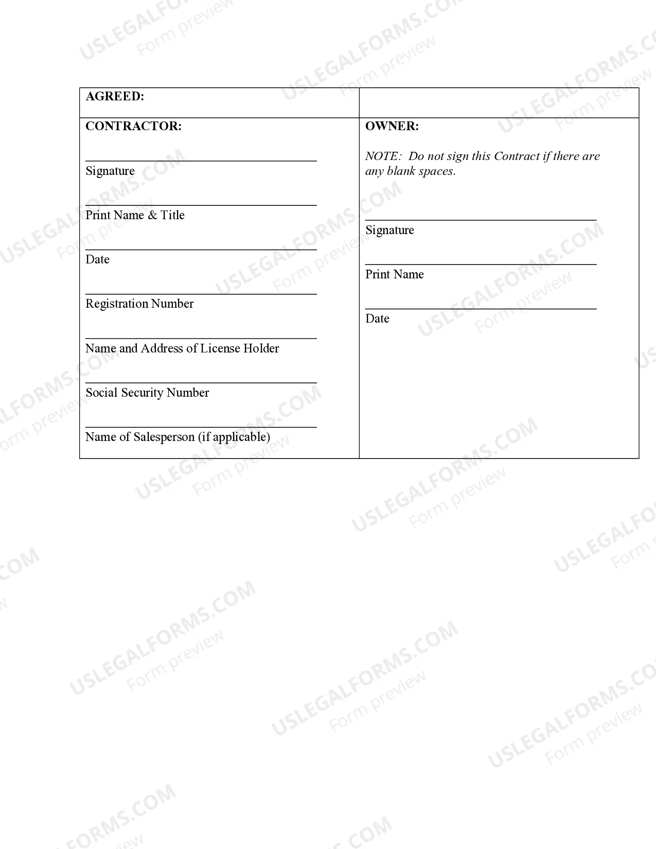 Preview Refrigeration Contract for Contractor