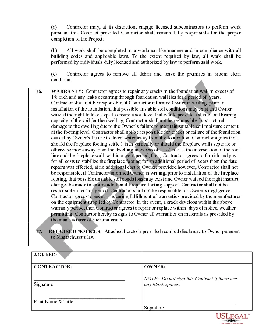 Preview Foundation Contract for Contractor