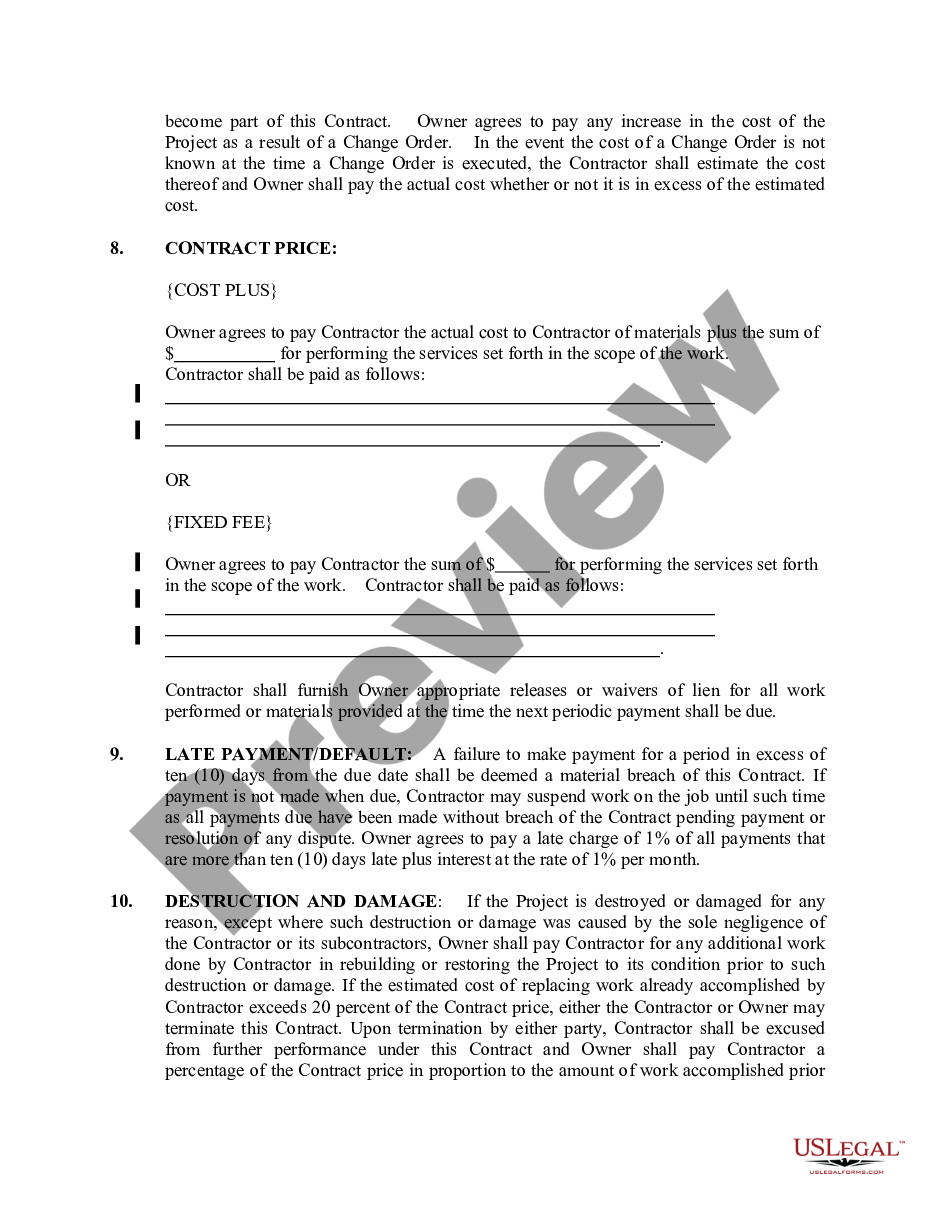 page 1 Roofing Contract for Contractor preview