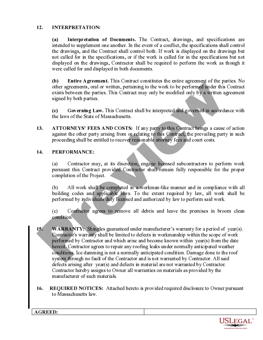 Preview Roofing Contract for Contractor